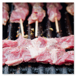 Meat marinating for charcoal grill