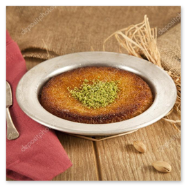 Künefe with golden shredded pastry and melted cheese