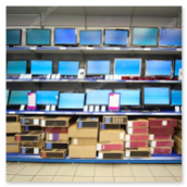 Modern retail store with digital displays