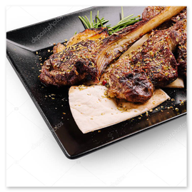 Lamb chops with charred edges and rosemary