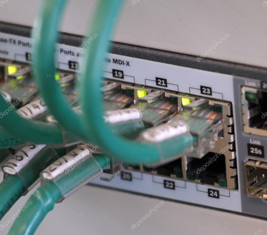 Network rack with cabling and WiFi access point