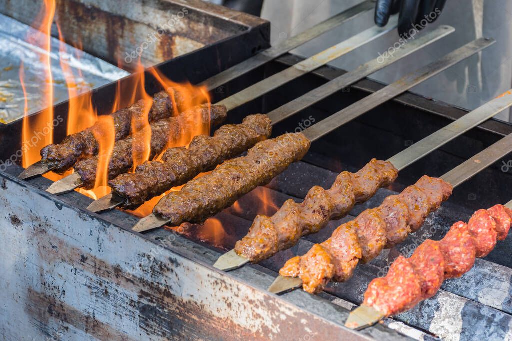 Adana kebab on skewers