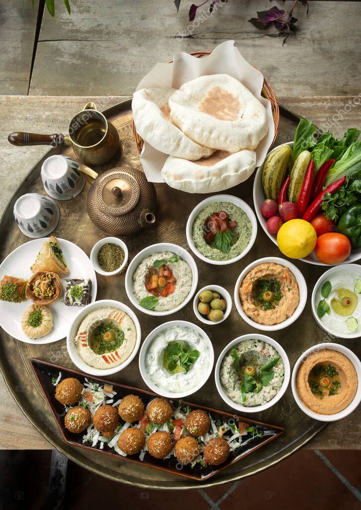 Selection of Turkish meze dishes