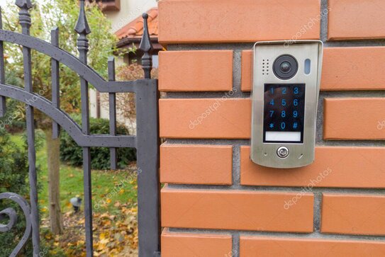 Gated residential entrance with video intercom system