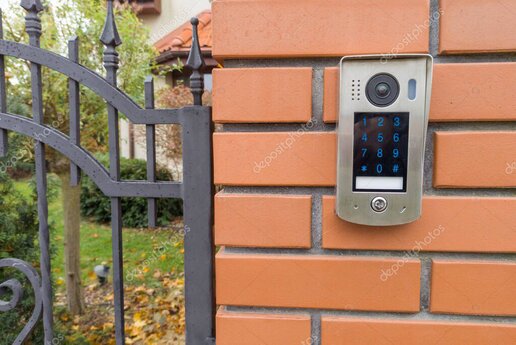 Gated residential entrance with video intercom system